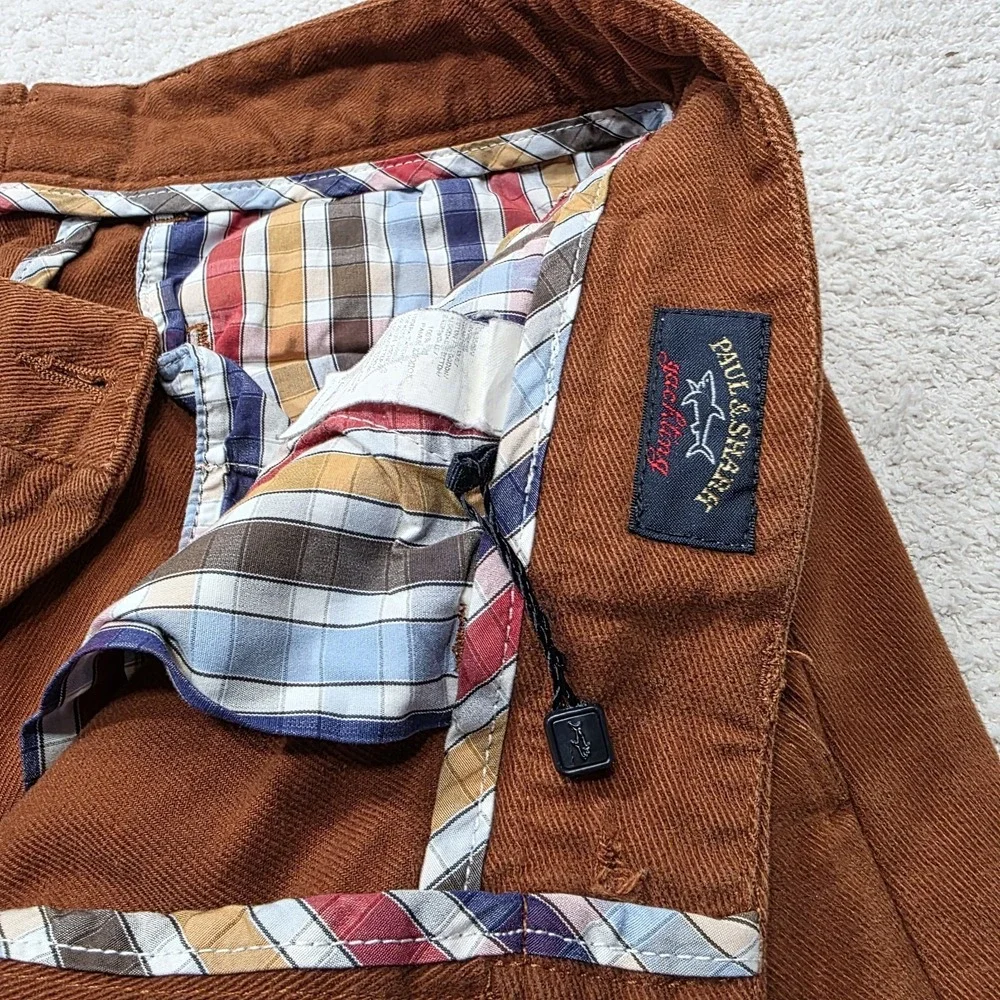 y2k‎ Paul & Shark Men's Corduroy Pants Brown Size 32x30 Regular Fit Straight Leg